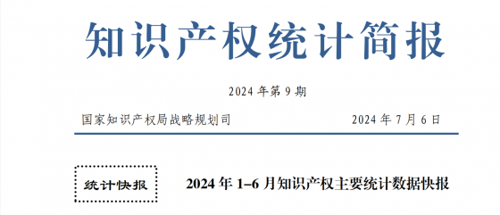 2024年1-6月专利、商标、地理标志等知识产权主要统计数据 | 附数据详情